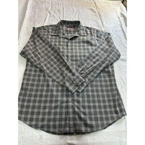 Van Heusen Men's Red & Gray Plaid Flex Non-Iron Long Sleeve Button-Down Shirt XL